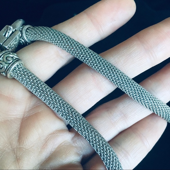 VINTAGE Silver Tone Snake Chain Pendant Necklace - Picture 7 of 15